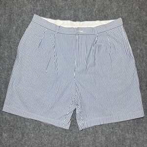 Brooks Brothers 346 Shorts Men 36 Blue White Striped Chino Seersucker 100%Cotton
